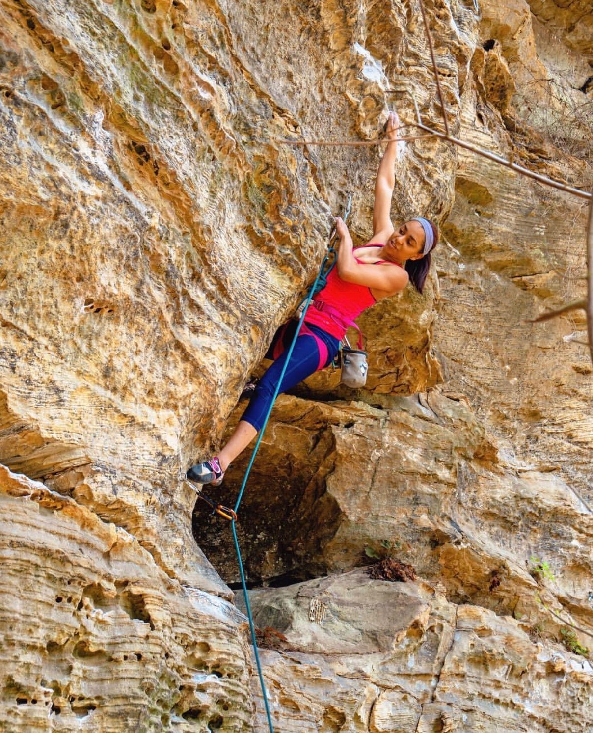 Female rock deals climbers